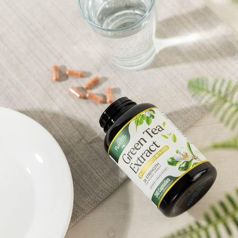 Green Tea Extract Capsules 1000mg with EGCG - 98% Standardized Polyphenols for Heart Support with Antioxidants - 3X Absorption Green Tea Pills for...