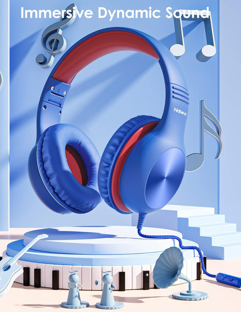 Headphones for Kids for School, Kids Headphones with Microphone, Sharing Function, 85dB/94dB Safe Volume Limit, Over Ear Kids Headphones for Schoo...