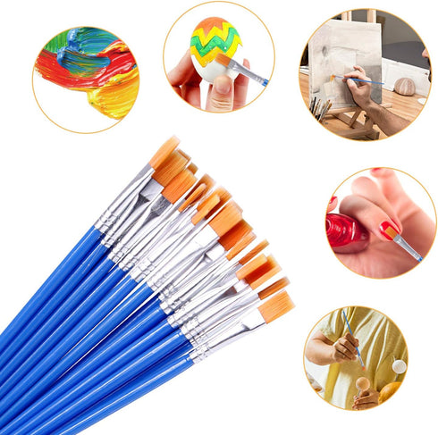 DECYOOL 100 Pcs Flat Paint Brushes,Small Brush Bulk for Detail Painting,Nylon Hair Brushes Acrylic Oil Watercolor Fine Art Painting for Kids,Child...