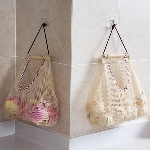 hatisan Reusable Hanging Storage Mesh Bags Durable & Strong Fruit and Vegetable Mesh Bags/Pulling resistance Storage Tote Bags for Garlics, Potato...