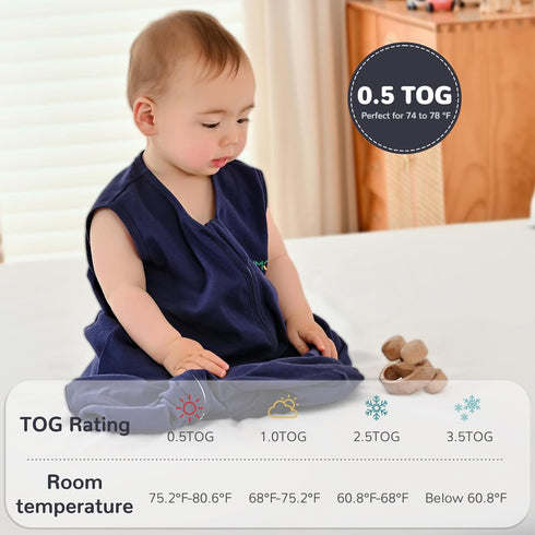 JELLYMONI Baby Sleep Sack 0-6 Months 100% Cotton Wearable Blanket, 0.5 TOG Soft Lightweight Toddler Sleeping Sack 3 Pack 2-Way Zipper Newborn Slee...