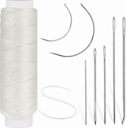 32 Yards Waxed Thread with Leather Hand Sewing Needles,150D Flat Sewing Waxed Thread and Leather Repair Needles for Home Upholstery Carpet Leather...
