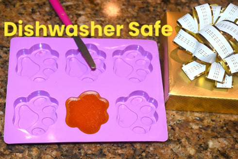 Puppy Dog Paw Silicone Mold Tray - Chocolate Candy Making, Oven to Freezer Safe - Food Grade, Homemade Treats, Ice-pops DIY - Set of 2 purple baki...