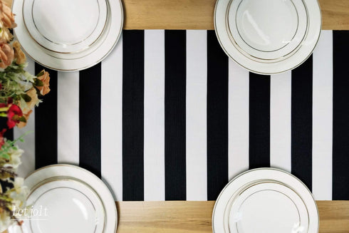 Table Runner Black and White Striped Pattern for Anniversary Runner Dinner Party Supplies Birthday Party Wedding Winter New Years Decorations 12x7...