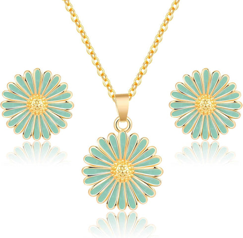 EVEVIC Daisy Flower Necklace Earrings Set for Women 18K Gold Plated Hypoallergenic Jewelry Sets...