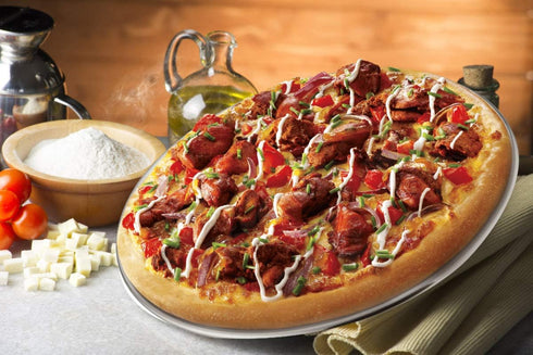 TeamFar Pizza Pan, 13.4 inch Stainless Steel Large Pizza Pan Tray Round Oven Baking Bakeware, Healthy & Heavy Duty, Oven & Dishwasher Safe...