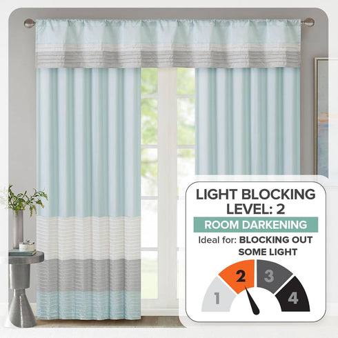 Madison Park Window Curtain Single Panel Faux Silk, Elegant Pleats, Rod Pocket Curtains for Living Room Privacy, Room Darkening Window Curtain for...