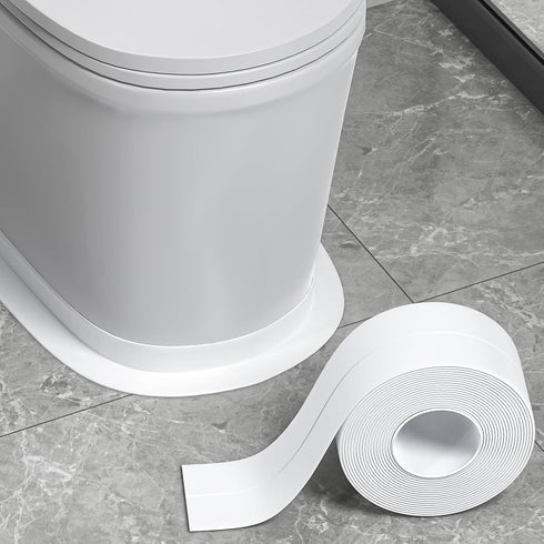 White Caulk Tape Waterproof Self Adhesive, Toilet Caulk Sealant Tape,Bathtub Caulk Sealing Strip Tape for Kitchen,Bathroom Caulking Tape,Floor Wal...