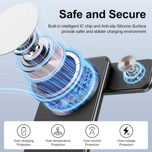 3 in 1 Magnetic Wireless Charging Station, Wireless Charger for Magsafe with PD 20W Adapter for iPhone 15 14 13 12/Pro/Pro Max/Plus/Mini, Apple Wa...