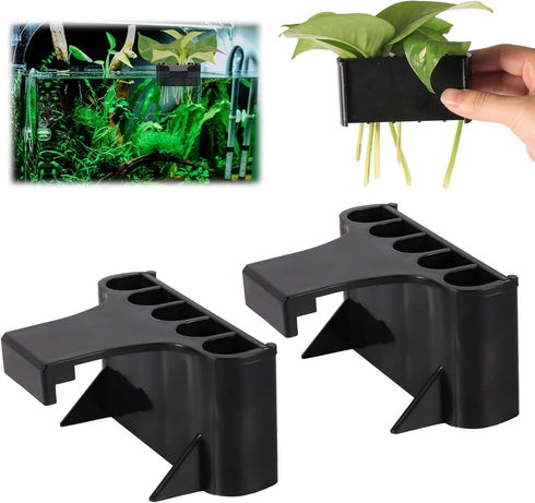 2pcs Aquarium Plant Holder, 5 Holes Top Rimmed Aquarium Floating Planter Box Plastic Aquatic Plant Cup Holder Hanging Aquarium Plant Basket Rack S...