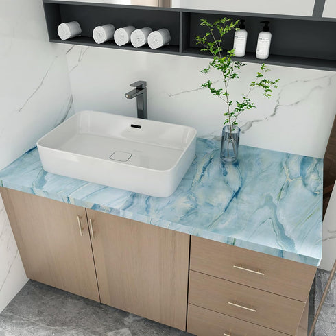 Blue Gold Marble Peel and Stick Contact Paper 16"×78.7" Granite Texture Wallpaper Self Stick Adhesive Removable Waterproof Furniture Decorative St...