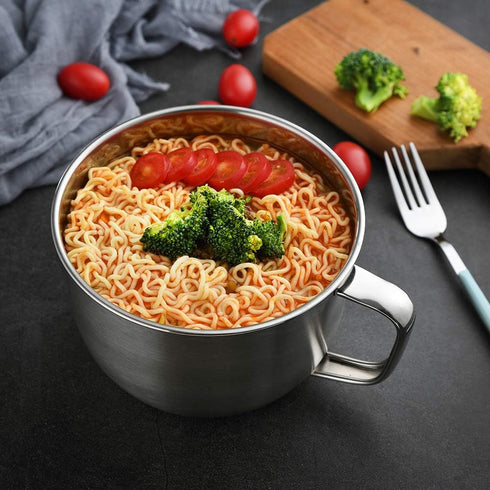 18/8 Stainless Steel Leak Proof Food Storage Container with Handle and Lid, Snack Bowl, Stainless Steel Bento Lunch Box, Soup Bowl, Noodle Pot, Ra...
