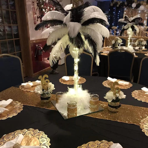 Glitter Gold Table Runners-12 by 108 Inch Luxury Linens -Gold Event Outdoor Party Supplies Fabric Decorations Gift Package for Holiday Wedding Bir...