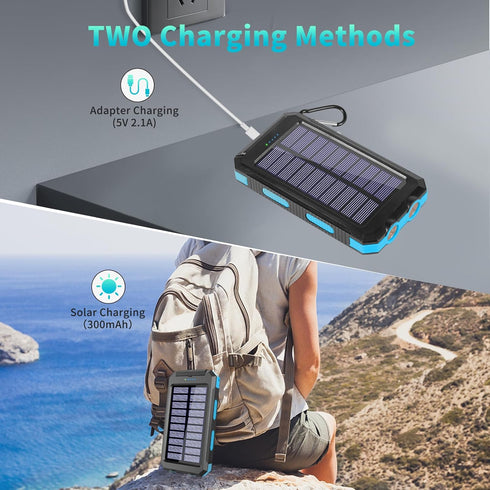 Solar Charger Power Bank, 39800mAh Portable Charger Fast Charger Dual USB Port Built-in Led Flashlight and Compass for All Cell Phone and Electron...