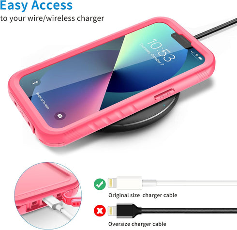 SPORTLINK for iPhone 13 Waterproof Case - Full Body Shockproof Dustproof Phone Screen Protector Rugged Waterproof Case for iPhone 13 6.1 Inches Pi...
