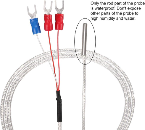 uxcell PT100 RTD Temperature Sensor Probe 3 Wires Cable Thermocouple Stainless Steel 50cm(1.64ft) (Temperature Rang: -50 to 200C)...
