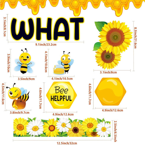 66 Pieces Bee Bulletin Board Decorations - Bee Hive Theme Cutouts Classroom Bulletin Board Decor Border Set Sunflower Cutouts for Classroom Wall B...