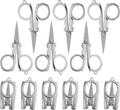 12Pcs Small Folding Scissors Portable Travel Scissors Stainless Steel Cutter Mini Scissors Set for Home Office and Travel Trip Scissors...