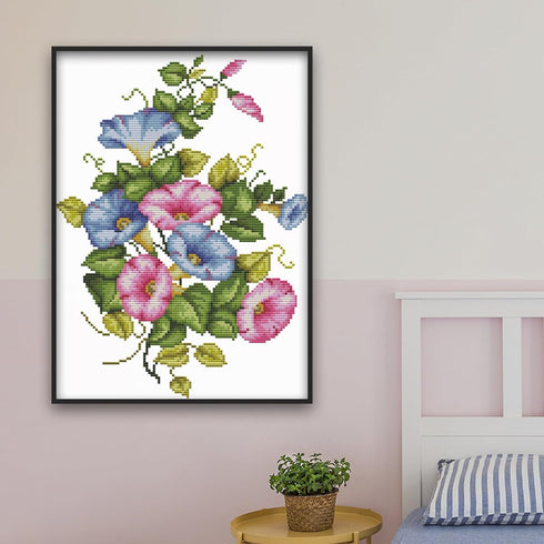 Rosyfoxes Cross Stitch Kits Stamped Full Range of Embroidery Starter Kits for Beginners DIY 11CT 3 Strands - Morning Glory (Printed) 35×44cm...
