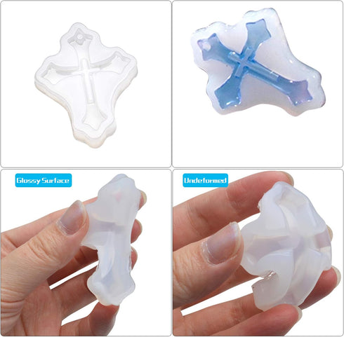 Hendevl Cross Silicone Mould, 5pcs Cross Shape Silicone Mould Resin Casting Molds Cross Jewelry Mold for DIY Decorative Craft Jewellery Making Too...
