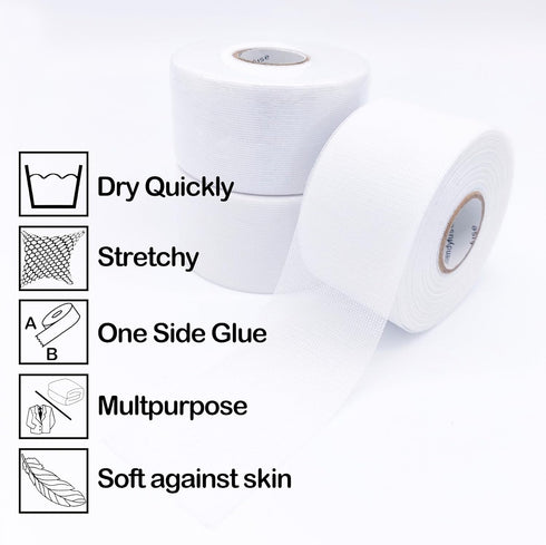 Misswendyfuse Fusible batting, Seam Batting Tape for quilt Sewing, Single-Side Adhesive Warp-Knitted Stretchy Fabric,white?2 Rolls,1.57" Wide, 15 ...