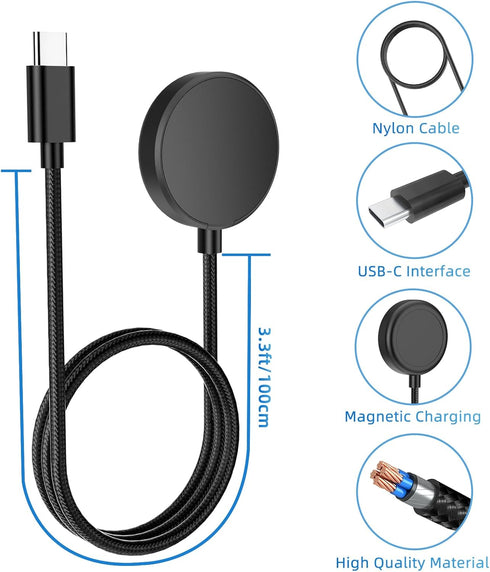USB C Charger for Samsung Galaxy Watch 6/6 Classic/5/5 Pro/4/4 Classic/3/Active 2, (2 Pack) Upgrade Nylon Galaxy Watch Charger Cable......