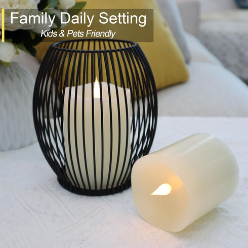 Flameless Candles Battery Operated with Timer, 3D Moving Flame Flickering, Last 600+ Hours Battery Candles, 3" x 4" Ivory Real Wax Electric LED Ca...