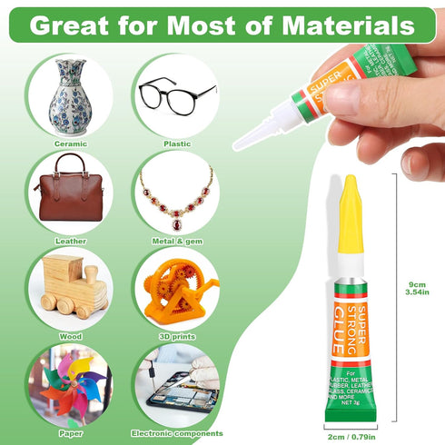 3g X 18 Pack Clear Superglue Instant Bonding, Strong Cyanoacrylate (CA) Super Glue Thick Viscosity Value Pack for Metal, Plastic, Wood, DIY Crafts...