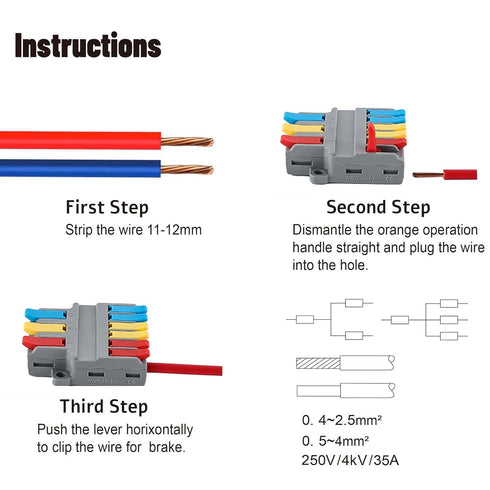 Robust Lever Wire Kit: Quick Connect Electrical Splicing, Compact Conductor 28-12 AWG for Reliable Inline Circuits (LT-639, 10)...
