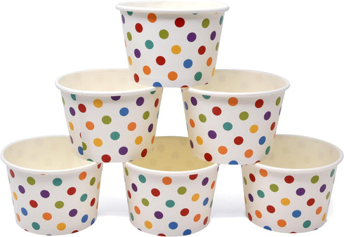 Gift Boutique 48 Count Colorful Polka Dot Treat Snack Cups 10oz Disposable Paper Cup Ice Cream Dessert Ices Bowls For Frozen Cupcakes Party Suppli...