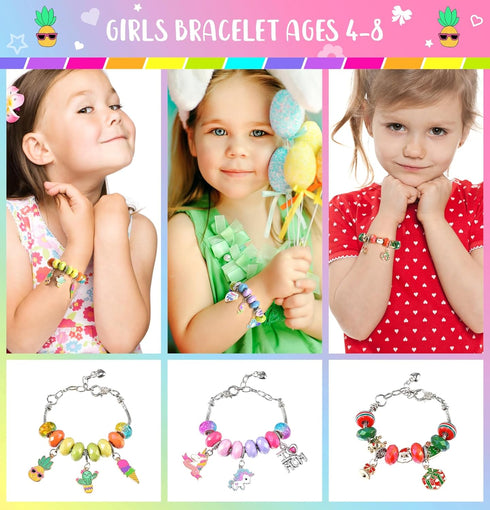 BDBKYWY Girls Charm Bracelet Making Kit - Kids Unicorn Jewelry Supplies Make Set DIY Art Craft Set Birthday Gifts for 3 4 5 6 7 8 Year Old Girl To...