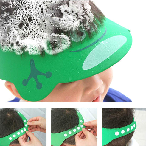 Adjustable Visor Cartoon Shampoo Shower Bathing Protection Cap for Toddler, Baby, Kids, Children, Set of 3...