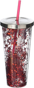 Spoontiques - Glitter Filled Acrylic Tumbler - Glitter Cup with Straw - 20 oz?- Stainless Steel Locking Lid with Straw - Double Wall Insulated - B...