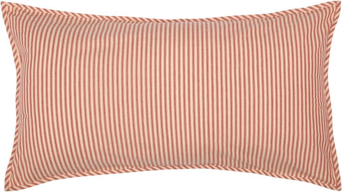 VHC Brands Sawyer Mill Large Pillow Sham Cover Farmhouse Country Stripe Decorative Cotton King Size 21x37 Bedding Accessory, Red...