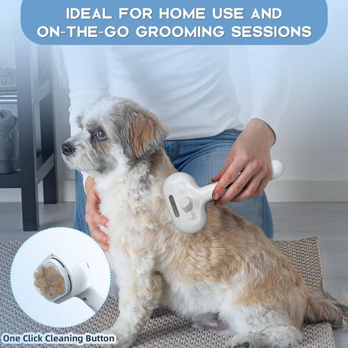 Pet Steam Brush for Shedding, Short & Long Hair Cat Grooming, Dog Steamy Self Cleaning Spray Brush with Release Button, Anti-Static Mist Hair Comb...
