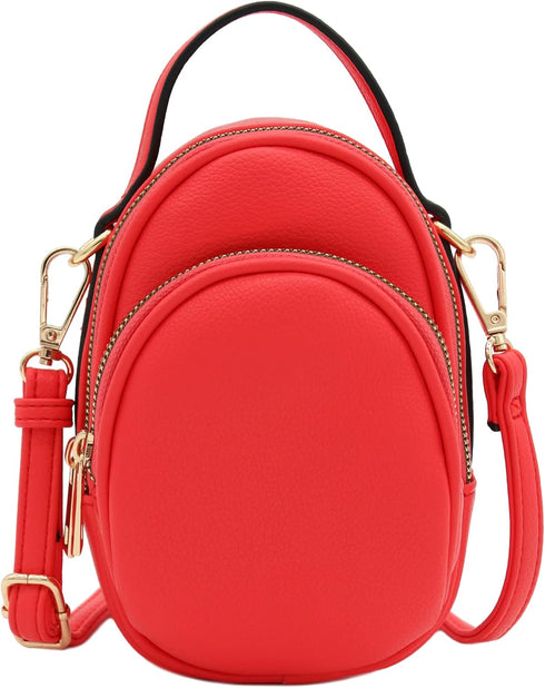 FashionPuzzle Two Compartment Mini Oval PU Leather Crossbody Bag...