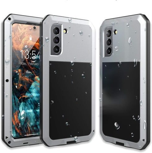 Marrkey Metal Case for Galaxy S21 Case,Full Body Protective Cover Heavy Duty Shockproof Tough Armour Aluminum Alloy Case with Silicone Built-in Sc...