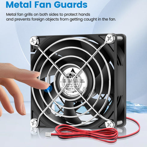 GDSTIME 80mm x 25mm 12V IP68 Waterproof Exhaust Fan Small Brushless DC Cooling Computer Case Fan 2 Pin Dual Ball Bearings for RV Fridge Ventilatio...