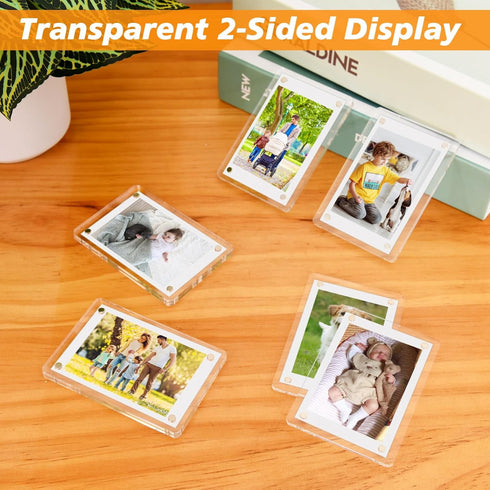 12 Packs Acrylic Fridge Magnetic Picture Frame Magnetic Polaroid Frames for Photos Instax Mini Frame Clear 2.36 x 3.54 Inch...
