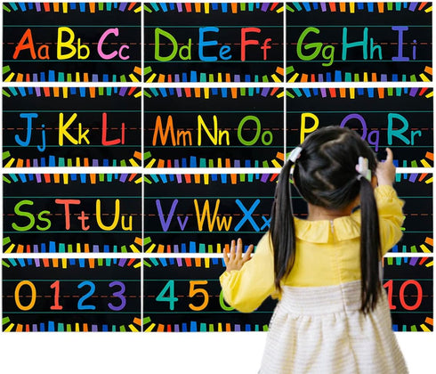 12 Pcs Alphabet Bulletin Board Strips, Alphabet Chart Number Line for Classroom Wall Decorations, Including ABC Number Line and 0-10 Number Bullet...