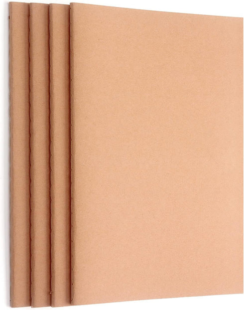 ZZTX 4 Pack Blank Kraft Notebooks, Blank Paper Sketchbooks for Drawing Doodling Writing,Travel Journal Set, A5, 36 Pages, 8.3” X 5.5”...