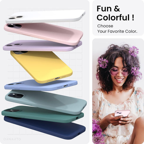 ORNARTO Compatible with iPhone 14 Plus Case 6.7, Slim Liquid Silicone 3 Layers Full Covered Soft Gel Rubber Phone Case Protective Cover 6.7 Inch-C...