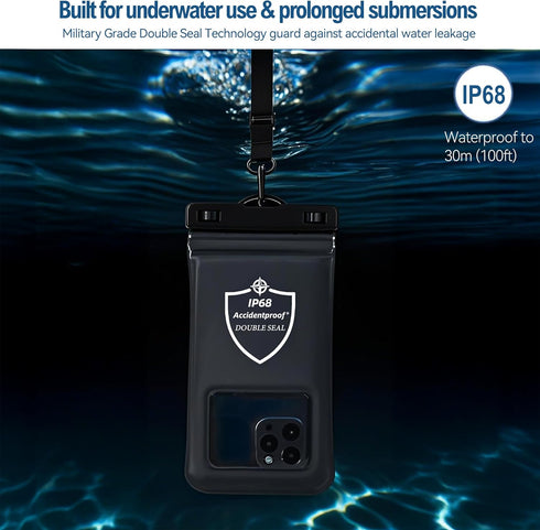 AiRunTech Floating Waterproof Phone Pouch,Waterproof Phone Case with Lanyard Protector for iPhone 16 15 14 13 12 Pro Max,Waterproof Cellphone Bag ...