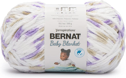 Bernat BABY BLANKET BB Little Lilac Dove Print Yarn - 1 Pack of 10.5oz/300g - Polyester - #6 Super Bulky - 220 Yards - Knitting/Crochet......