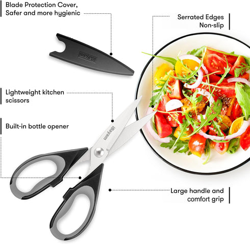 iBayam 8.5" Kitchen Scissors with Sheath, Black Kitchen Accessories, Household Appliances Home Essentials, Kitchen Gadgets Utensils, House Décor, ...