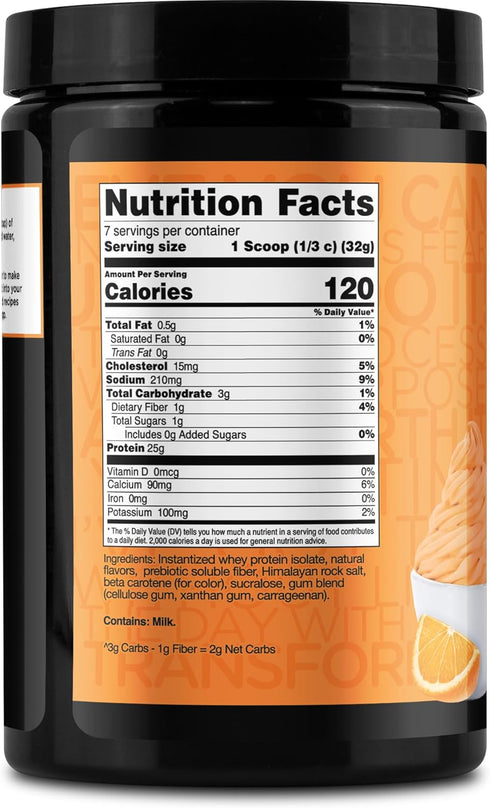 TransformHQ Whey Protein Isolate (WPI) Orange Whip Flavored 7 Servings - Preformance Protein Powder...