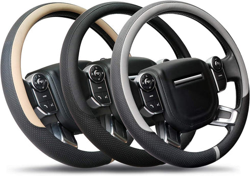 COFIT Breathable Steering Wheel Cover Microfiber Leather with Center Mark Design Large Size 15 1/2-16 Inch Black...