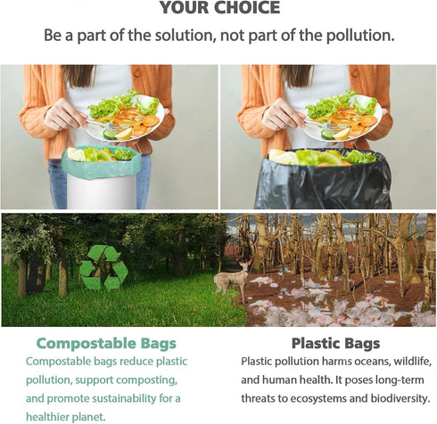 Compostable Trash Bags 1.2 Gallon 150 Packs,AYOTEE Small Compost Bags,Small Biodegradable Trash Bags Green Are Suitable For 1-2 Gallon And 4-8 Lit...