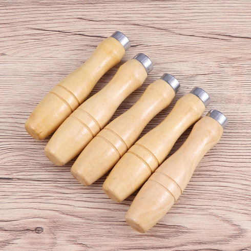 Gadpiparty Sturdy Wooden File Handle - 5Pcs Set - 62mm Inner Hole - Enhanced with Metal Collars for High Precision File Cutting Tools - Ideal for ...