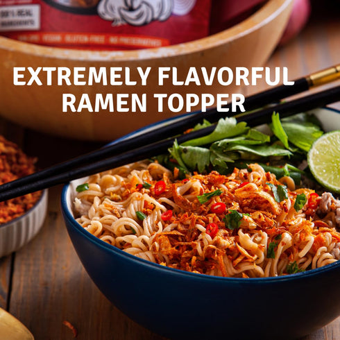 MaeMai Medium Spice (SPICY) - Crispy Onions & Garlic Flakes - Crunchy All-Purpose Seasoning, Keto, Salad Toppings, Fried Onions - Ramen, Rice Seas...